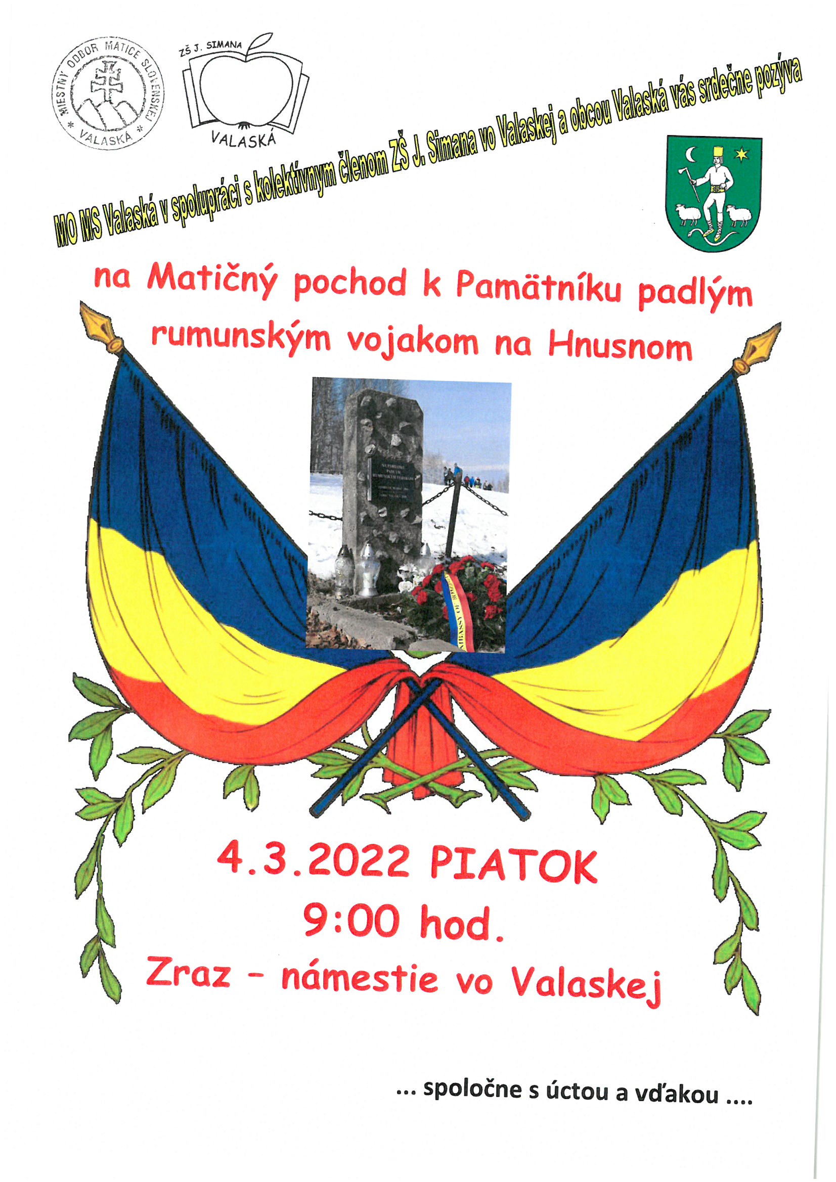 Matičný pochod k Pamätníku padlým rumunským vojakom na Hnusnom