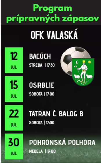 Prípravné zápasy OFK Slovan Valaská