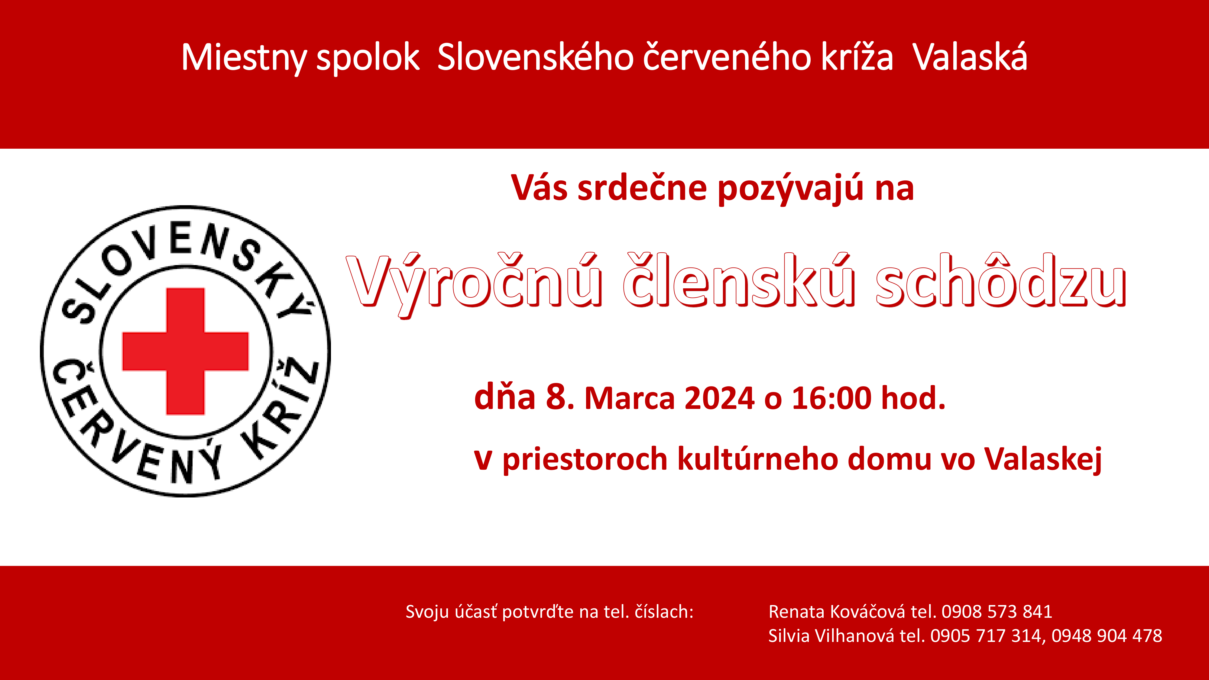 Výročná členská schôdza – Miestny spolok Slovenského červeného kríža